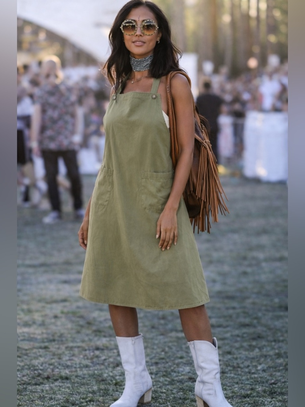 Halter Apron Midi Dress Minimalist Utility A Line COS Style Capsule Wardrobe